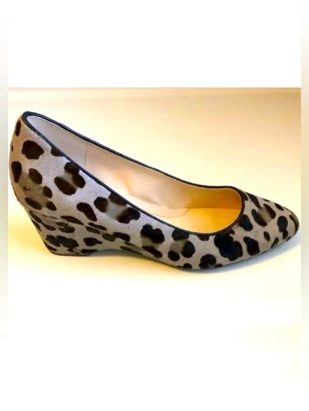 NWT COLE HAAN The-go-to Grey Leopard Calf Hair Wedge Pump Loafer 9